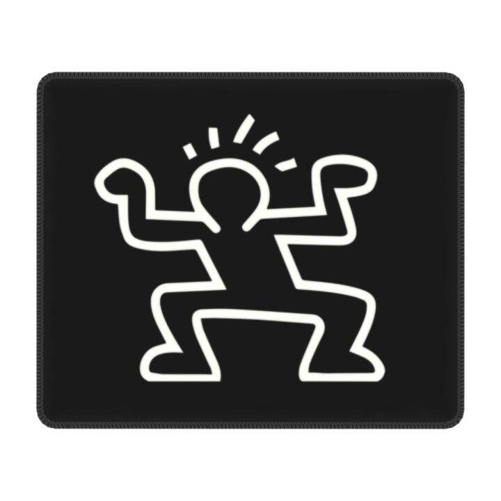 keith-graffiti-gaming-mouse-pad-non-slip-rubber-base-lockedge-mousepad-haring-abstract-dancing-dancer-office-computer-pc-mat