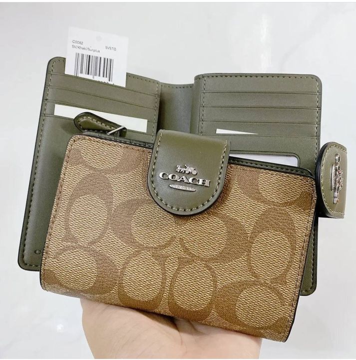 Authentic Coach Medium Corner Zip Wallet In Signature Canvas C0082 ...