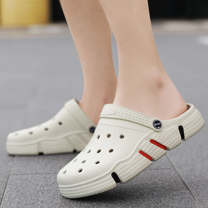 รองเท้ารูใหม่สำหรับฤดูร้อนปี-2023-รองเท้าแตะลำลองกลางแจ้งและรองเท้าแตะสำหรับคู่รัก-รองเท้าชายหาดสไตล์เกาหลีสำหรับสวมใส่ภายนอก-รองเท้าแตะแฟชั่นสำหรับผู้ชาย