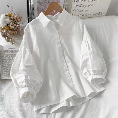 Lantern sleeve shirt spring womens clothes 2023 new bubble womens winter sense niche early spring clothes petite top 2023