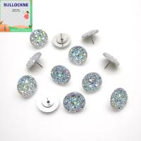 BULLOCKNE 20PCS 20ชิ้นค่ะ ตะปูหัวแม่มือ ไดมอนด์ กลมกลมๆ หมุดกดหมุด หมุดปัก ประกายแวววาว หมุดที่มีสีสัน ออฟฟิศสำหรับทำงาน