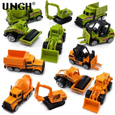 UNGH 6pcs Alloy Diecast Engineering Car Models Yellow Green Truck Excavator Tractor Toys for Children Kids BOY Vehicle Toys Gift