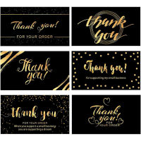 50Pcs Black Gold Thank You Cards for Supporting My Small Business Card for Retail Store Package Greeting Cards Gift Message Card