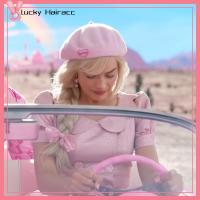 LUCKY HAIRACC บางและบาง หมวกเบเร่ต์ตุ๊กตาบาร์บี้ สีทึบทึบ ระบายอากาศได้ระบายอากาศ หมวกบังแดด ของใหม่ งานปัก หมวกสีชมพูสำหรับเด็ก กิจกรรมกลางแจ้งกลางแจ้ง