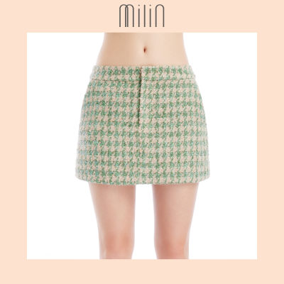 [MILIN] Slim fit low-rise tweed mini skirt กระโปรงสั้นทรงเข้ารูปผ้าทวีดเอวต่ำ / 41 Mojito Mist Skirt