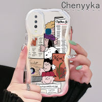 เคส Chenyyyka สำหรับ VIVO Y12 Y15 Y17 Y12i Y3 Y3s เคสลายการ์ตูนน่ารักสนูปี้สีสันสดใสเคสโทรศัพท์โปร่งใสขอบลอนเนื้อครีมป้องกันเลนส์กล้องเคสซิลิโคนอ่อนชัดเจนกันกระแทก