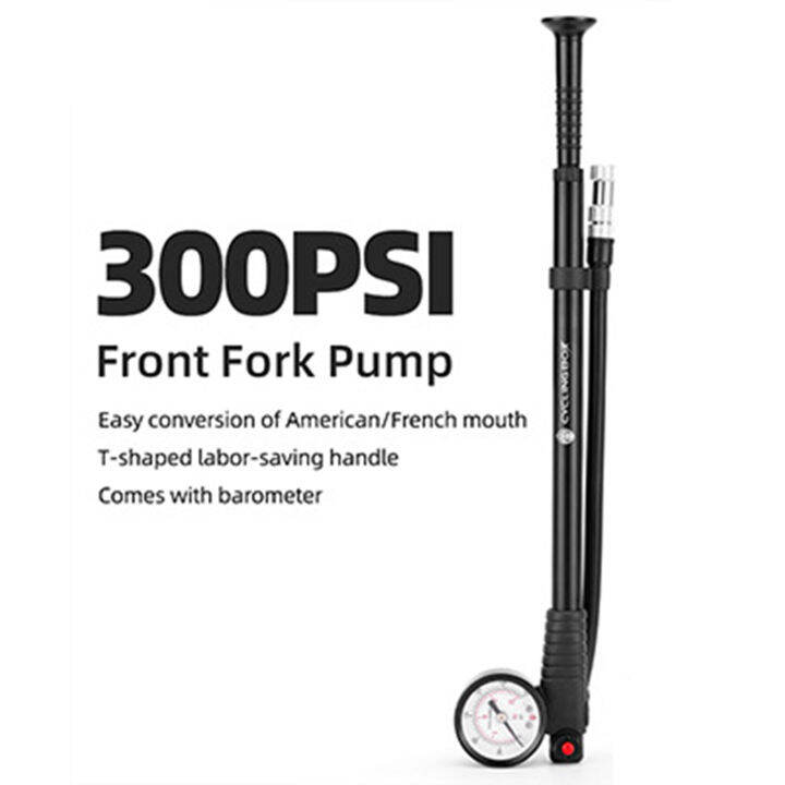 300 PSI Bike Air Pump Foldable MTB Fork Rear Suspension Pump With Gauge