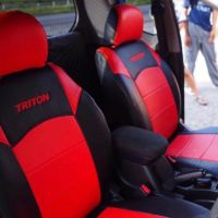 หุ้มเบาะหนัง TRITON คู่หน้า สีดำ-แดง  หุ้มเบาะรถยนต์ เบาะ triton