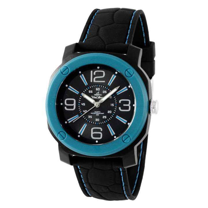 UniSilver TIME Men's Black / Blue Analog Rubber Watch KW1884-1019 ...