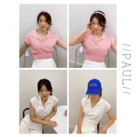 Front Nine : Paul Knit Crop Top  เสื้อครอป ผ้า knit คอปก เนื่อผ้านุ่ม ใส่สบาย