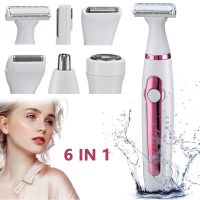 ZZOOI 6in1 Set Electric Epilator Women Female Shaver Leg Body Hair Removal Face Lady Razor Bikini Trimmer Facial Hair Remover Wet&amp;Dry