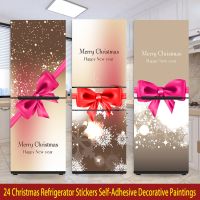 24 Styles Christmas Refrigerator Sticker Full Film Peel amp; Stick Waterproof Double Door Freezer Cupboard Decoration Art Wallpaper