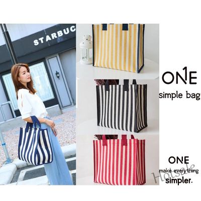 【hot sale】▥✇▣ C16 tote bag New waterproof canvas environmental protection shopping bag stripe large capacity Multi color Shipping