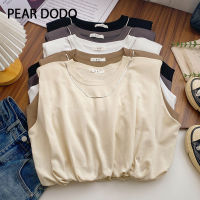 PEAR DODO เสื้อสายเดี่ยวสั้นแขนกุดสไตล์เกาหลีสำหรับผู้หญิง