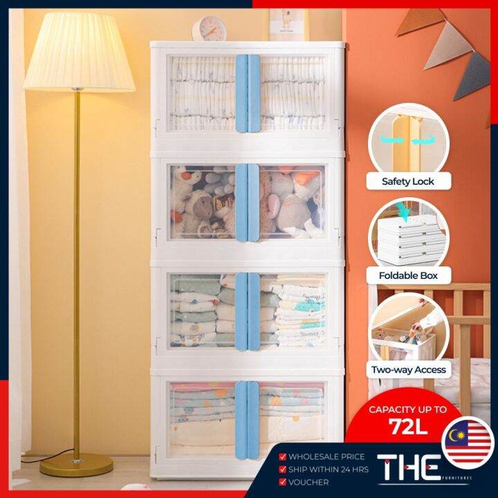 THE 32L/72L Twin Door Foldable Plastic Storage With Safety Lock