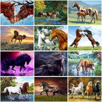 Horse DIY 5D Diamond Painting Cross Stitch Animals Diamond Embroidery Full Round Drill Rhinestones Mosaic Home Decor Gift