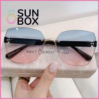 SUN BOX แฟชั่น วินเทจ การ UV400 ฤดูร้อน เฉดสีผู้หญิง แว่นตากันแดดไร้กรอบ แว่นกันแดดไร้ขอบ แว่นกันแดดไล่ระดับสี