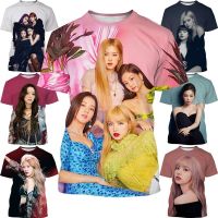 2023 newk-pop blackpink jisoo jennie Rose LISA พิมพ์เสื้อยืดสบายๆรอบคอกราฟิกเสื้อยืดพัดลมเสื้อยืดด้านบน U nisex ลำลองแขนสั้น