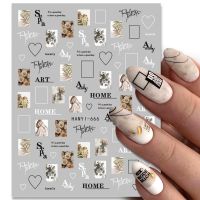 Geometric Lines Nail Stickers Autumn Leaves Flower Slider Design Fall Abstract Fun Letters Heart Nail Art Slider Decoration