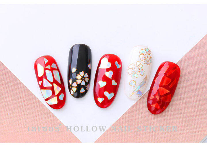 kariooo-สติ๊กเกอร์สำหรับเป็นแบบพิมพ์ลายเล็บ-hollow-nail-art-สติ๊กเกอร์พิมพ์ลายเล็บ-สติ๊กเกอร์ปั๊มลายเล็บ-รุ่นต่าง-ๆ-ผสม-12-แผ่น-ชุด-ng111