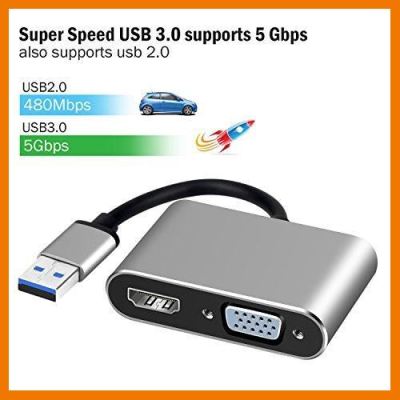 HOT!!ลดราคา USB 3.0 to HDMI VGA Adapter,WUMINGLU USB to HDMI Adaptor Dual Output 1080p converter 2 in 1 ##ที่ชาร์จ แท็บเล็ต ไร้สาย เสียง หูฟัง เคส Airpodss ลำโพง Wireless Bluetooth โทรศัพท์ USB ปลั๊ก เมาท์ HDMI สายคอมพิวเตอร์