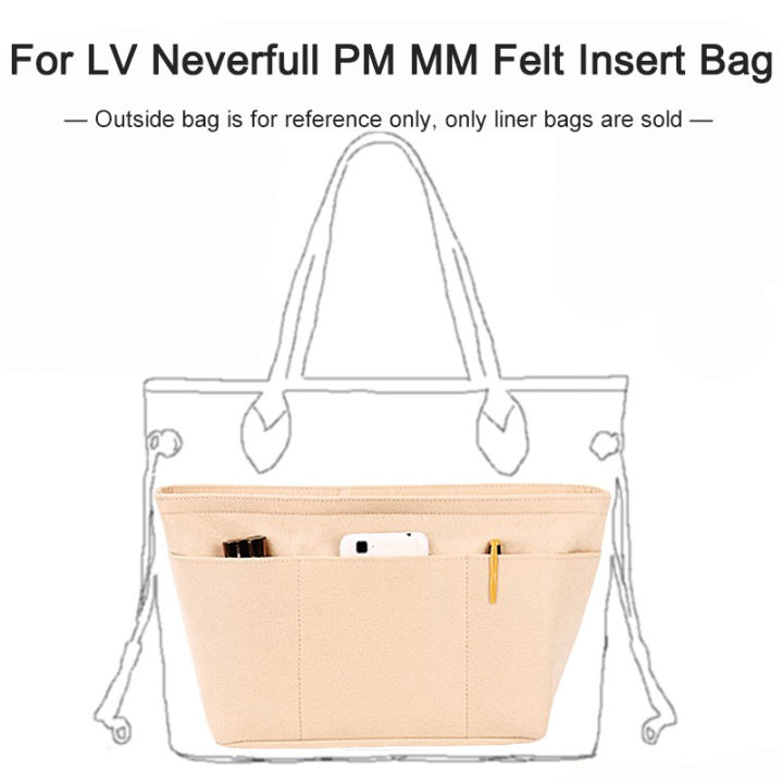 For Neverfull PM MM GM Organizer Suede Cloth Insert Bag Makeup Handbag  Storage Travel Inner Purse Portable Cosmetic Bags