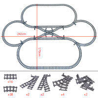 เมืองรถไฟสะพานสวิทช์ที่มีความยืดหยุ่นรถไฟแทร็ครางคู่มือระดับข้ามแยกตรงโค้งอาคารอิฐบล็อกของเล่น