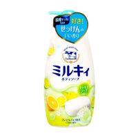 ? Cow Brand Milky Body Soap Citrus 550ml. คาวแบรนด์มิลค์กี้บอดี้โซปครีมเนื้อน้ำนมกลิ่นซีตรัสแบบขวด 550มล. [เปลี่ยน คืนฟรี เมื่อสินค้ามีปัญหา]