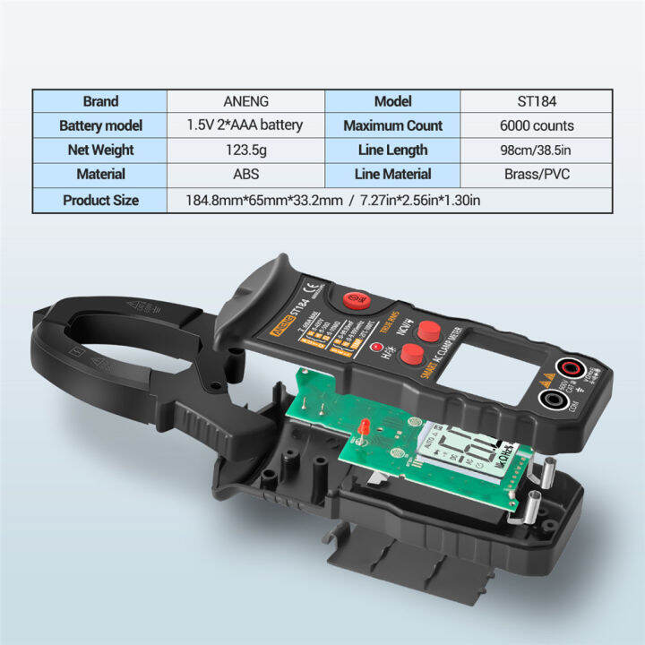 st184-digital-clamp-multimeter-meter-6000-counts-professional-true-rms-acdc-เครื่องทดสอบแรงดันไฟฟ้า-hz-capacitance-ohm