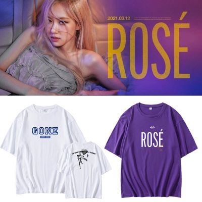 Korean Style K Pop Kpop Tshirt ROSE GONE Printed T Shirt Women Ullzang Graphic T-shirt Cal Hip Hop Tshirt Fashion Top Tees