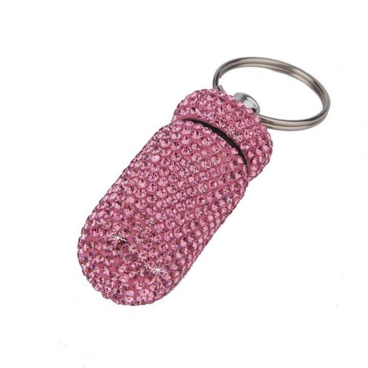 newest-medicine-pill-case-box-outdoor-pill-organizer-drug-capsule-storage-box-holder-waterproof-rhinestone-keychain-container