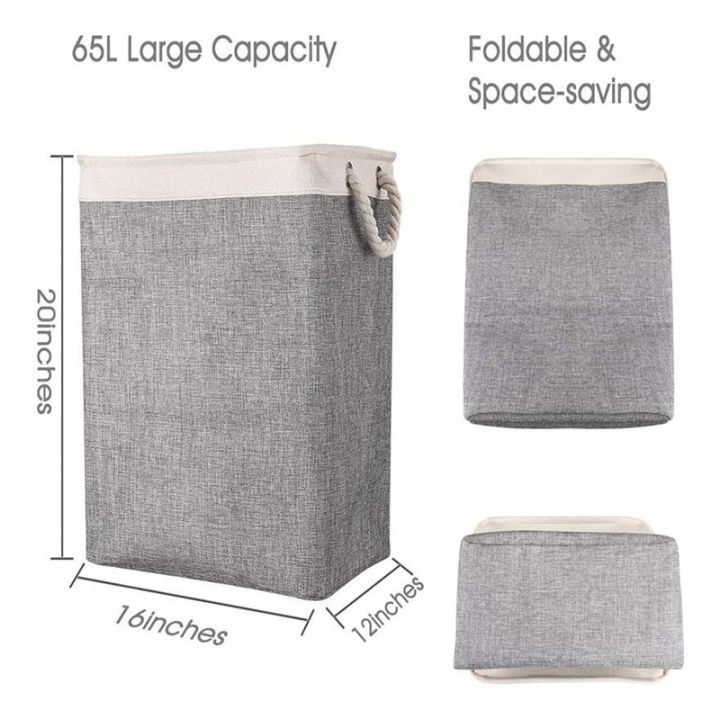 ตะกร้าซักผ้าพับเก็บได้ความจุขนาดใหญ่ปฏิบัติเสื้อผ้าตะกร้าเก็บสำหรับบ้านห้องน้ำห้องนอน42x31x50cm-wwo66