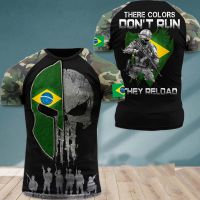 Masculina De T-shirt Verao Brazilian Flag Gr á FICA 3D Comic Short Print 2023 O Pesco ç o Casual Apparel Masculina De Tamano Grande。 Summer new T-shirt