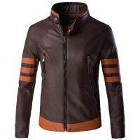 HOT★Mens Wolverine แจ็คเก็ตหนัง Faux หนังผู้ชาย Dropshipping ซิปเสื้อผ้าหนาแฟชั่นรถจักรยานยนต์ Biker Top Coats Plus 5XL