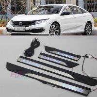 แต่งรถสำหรับ Honda Civic 10TH GEN ซีดานแฮชแบ็ค4ชิ้นแผ่นแถบติดขอบประตู Led ฝาครอบแป้นเหยียบอัตโนมัติ2016-2021