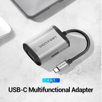 Vention อะเเดปเตอร์แปลง USB C เป็น HDMI VGA 4K HDMI 1080P VGA USB 3.0 PD สำหรับ2018 Dell XPS Samsung TFAHB