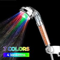 หัวฉีดอาบน้ำฝักบัวอาบน้ำแบบ Rgb 7สีหัวฝักบัวเปลี่ยนแรงดันสูงประหยัดน้ำหัวฉีดสปาตัวกรองไอออนในห้องน้ำ