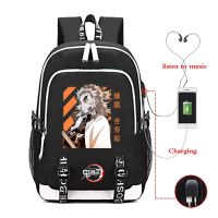 Hot Japanese Anime Demon Slayer Kyoujurou Waterproof Bookbags Laptop Rucksack Travel Large Capacity USB Backpack For School