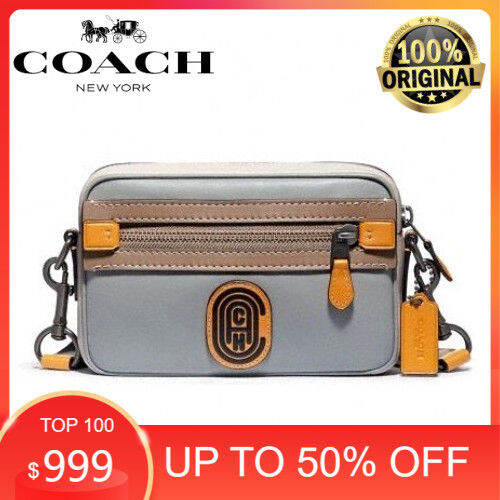 Coach Academy Crossbody Bag In Grey With Patch Lazada Indonesia