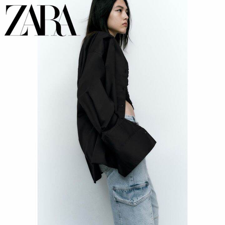 zara-ใหม่-เสื้อเชิ้ต-ทรงหลวม-สีดํา-แฟชั่นฤดูใบไม้ร่วง-สําหรับผู้หญิง-9113