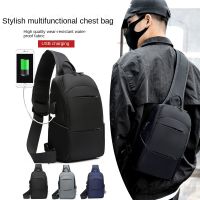 Mens USB Multifunction Nylon Shoulder Bag Waterproof Cross Body Sling Chest Bags Travel Crossbody Pack Messenger Pack For Male