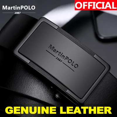 MartinPOLO Men Belt Genuine Leather Automatic Buckle Luxury nd Male Belts Black Strap Original Natural Cowskin Belts MP01001P