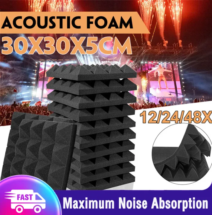 Maximum Noise Absorption Geepro 30x30x5cm 12pcs Soundproofing Acoustic