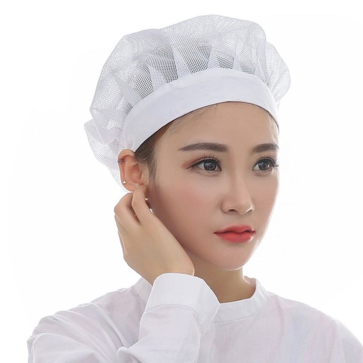 หมวกเชฟปรับได้-หมวกทำอาหารในครัวบริการอาหารตาข่ายมีปีกหมวกแบบใช้ซ้ำได้หมวกบีนนี่ระบายอากาศสำหรับร้านอาหาร