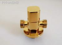 copper Plumbing Valve Wall two Outlet Male G1/2 gold Faucets Shower brass Angle Valve Bath Bathroom Accessories AG999