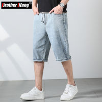 2022 Summer New Light Color Denim Shorts for Men Elastic Waist Design Comfortable Straight Loose Short Jeans Male nd Black