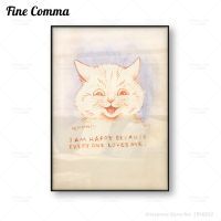 Louis Wain Vintage Cat Poster I am Happy Because Everyone Loves Me Wall Art Canvas Print Cute Kitten Painting Home Decor Gift Wall Décor