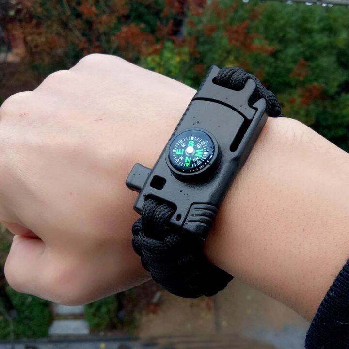 Camping Bracelet Outdoor Bracelet with hawkbillL Compass and Whistle Equipment Green urvival