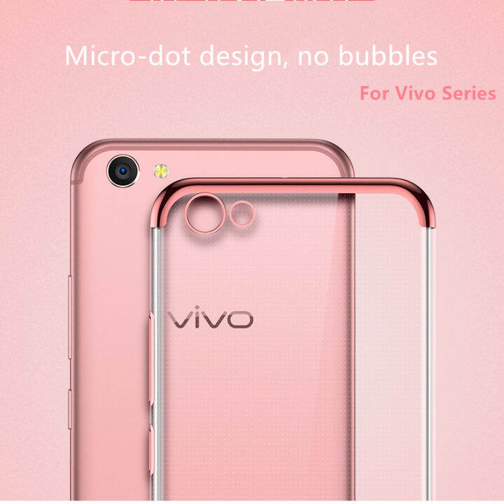 สำหรับ-vivo-y81-1808-1803-v1732ทีพียูอ่อนและยืดหยุ่นเคสเยลลี่คริสตัลใสกลับโลหะหรูหรา-luster-edge-ฝาครอบโทรศัพท์