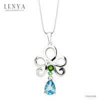 Lenya Jewelry  จี้เงินแท้ 925 ชุบทองขาว ประดับด้วยพลอย บลูโทแพซ(Blue Topaz) ซาโวไรท์(Tsavorite) และ โครมไดออพไซด์(Chrome Diopside) อัพเดทแฟชั่นทุกสไตล์ ไม่มีตกเทรนด์